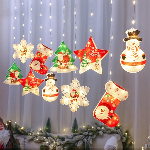 

Christmas Curtain String Lights LED Hanging Fairy Lights Window Decorations 140LEDs 30.5m Stars Fairy String Lights USB Powered Bedroom Window New Year Gifts Christmas Party Decoration