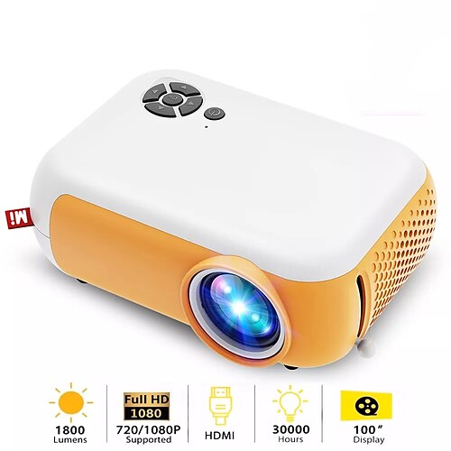 

Mini LED Projector 1080P Supported Portable Proyector Movie Wired Mirror Outdoor Projector Home Video Movie Projectors for iPhone Compatible with HDMI USB