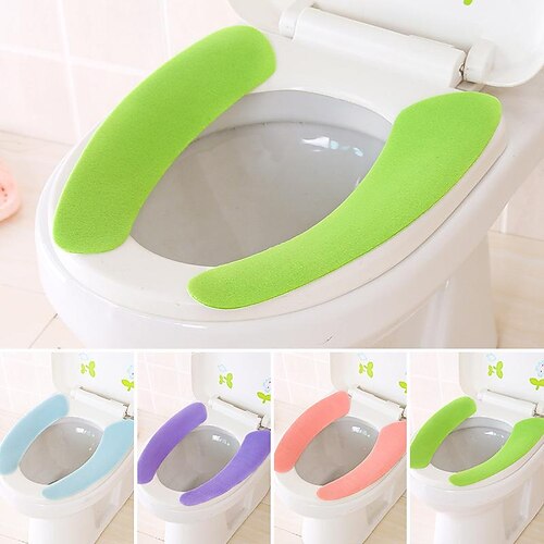 

Bathroom Toilet Closestool Pad Solid Color Magic Adhesive Washable Soft Warm Seat Cover Waterproof Toilet Pads Cushion