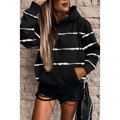 

Women's Hoodie Sweatshirt Pullover Basic Front Pocket Blue Pink Light Green Leopard Color Block Striped Street Hoodie Long Sleeve S M L XL 2XL