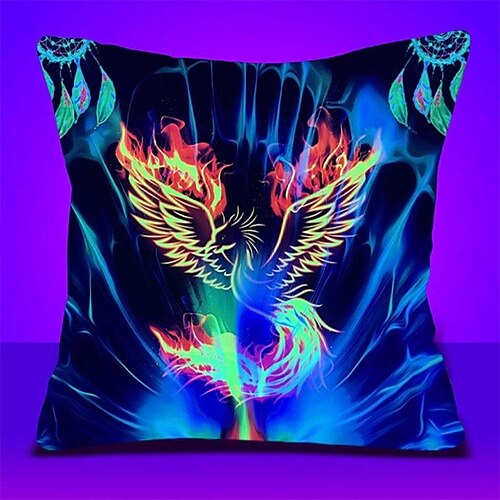 

phenix blacklight uv capa de almofada dupla lateral macia decorativa fronha para quarto sala sofá sofá cadeira qualidade superior lavável à máquina