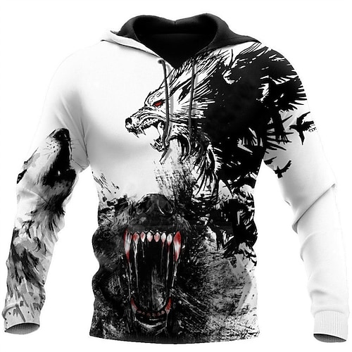 

Men's Pullover Hoodie Sweatshirt White Hooded Graphic Prints Print Daily Sports 3D Print Basic Streetwear Casual Spring Fall Clothing Apparel Hoodies Sweatshirts Long Sleeve