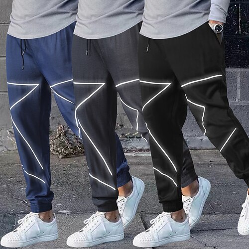 

Men's Joggers Sweatpants Drawstring Reflective Strip Striped Sport Athleisure Bottoms Breathable Soft Comfortable Casual Leisure Sports Everyday Use Casual Athleisure Daily