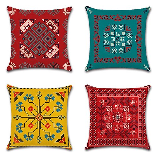 

Nordic Knitting Pattern Double Side Cushion Cover 4PC Soft Decorative Square Cushion Case Pillowcase for Bedroom Livingroom Sofa Couch Chair Superior Quality Machine Washable