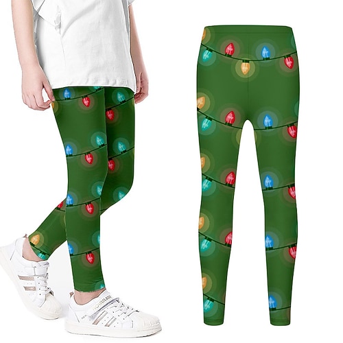 

Kids Girls' Christmas Leggings Graphic Fashion Christmas Gifts 7-13 Years Winter Green Black / Cute / Fall