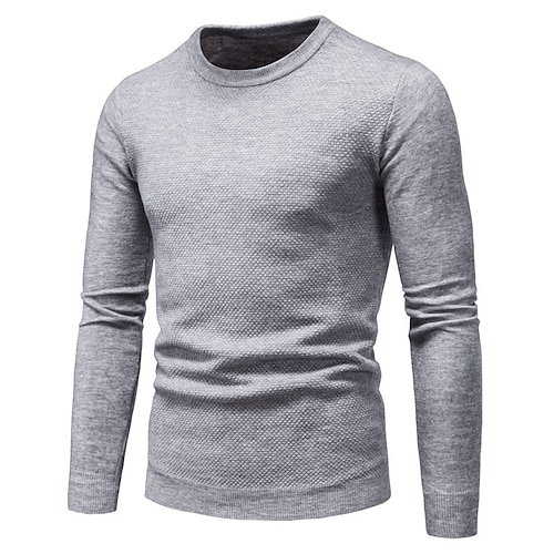 

Men's Pullover Sweater Jumper Ribbed Knit Knitted Pure Color Round Keep Warm Modern Contemporary Daily Wear Going out Clothing Apparel Winter Fall Wine Black S M L
