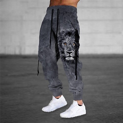 

Men's Sweatpants Joggers Trousers Drawstring Elastic Waist Ribbon Graphic Prints Comfort Breathable Sports Outdoor Casual Daily Cotton Blend Terry Streetwear Stylish Green Black Micro-elastic