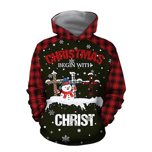 

Kids Boys Ugly Christmas Hoodie Pullover Plaid Letter Snowman Long Sleeve Pocket Children Top Outdoor Hoodie Fashion Adorable Black Winter 7-13 Years