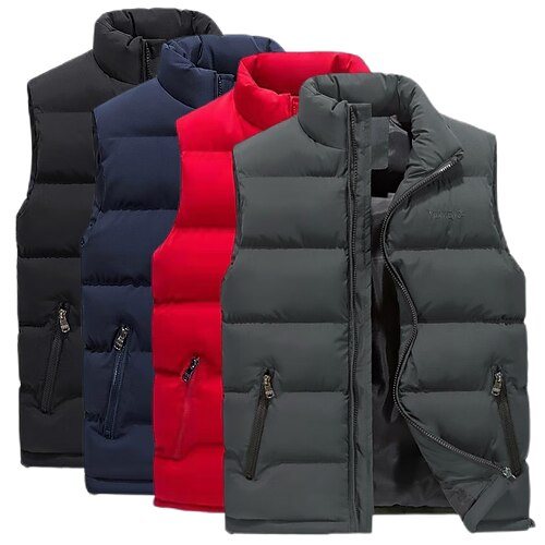 

Men's Padded Hiking Vest Quilted Puffer Jacket Winter Jacket Trench Coat Top Outdoor Thermal Warm Windproof Breathable Lightweight Winter Polyester ArmyGreen Black Red Hunting Fishing Camping