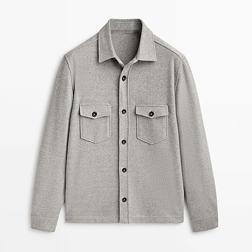

Men's Coat Outdoor Daily Wear Fall & Winter Cotton Blend Outerwear Clothing Apparel Daily Casual Solid Color Front Pocket Turndown Single Breasted / Long Sleeve