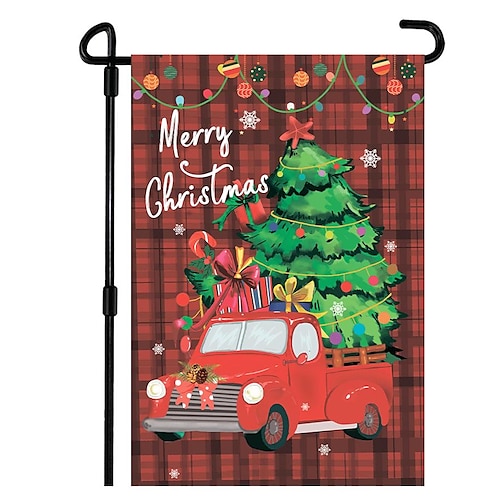 

Christmas Garden Flag, Large Christmas Flag 28""39"" Double Sided with Red Truck Gnome For Yard Outside Outdoor Decor