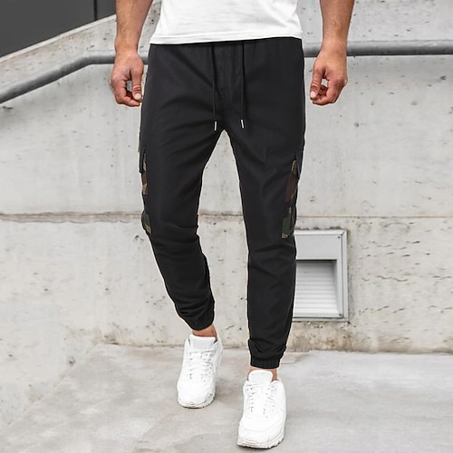 

Men's Joggers Trousers Casual Pants Drawstring Elastic Waist Camouflage Graphic Prints Comfort Breathable Full Length Daily Going out Streetwear Fashion Chic & Modern Black Micro-elastic