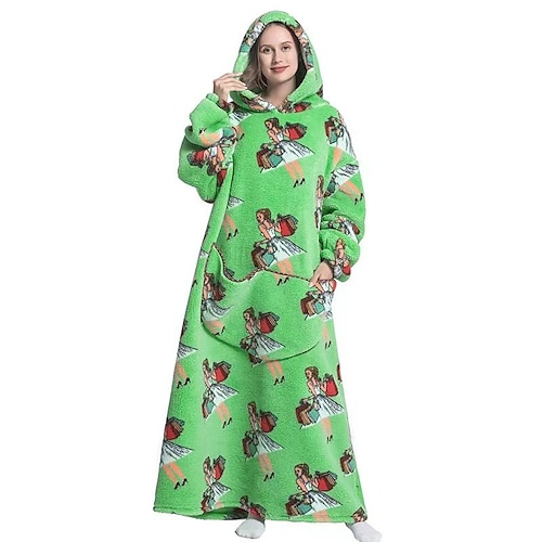 

Adults' Oversized Hoodie Blanket Wearable Blanket With Pocket Bear Dog Hippo Character Onesie Pajamas Flannel Cosplay For Men and Women Carnival Animal Sleepwear Cartoon Festival / Holiday Costumes
