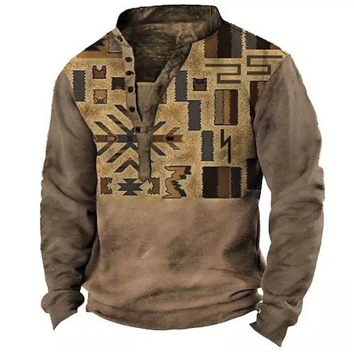 

Men's Sweatshirt Pullover Brown Standing Collar Tribal Graphic Prints Print Casual Daily Sports 3D Print Boho Streetwear Designer Spring & Fall Clothing Apparel Hoodies Sweatshirts Long Sleeve