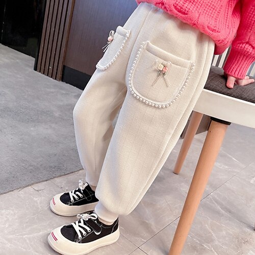 

Toddler Girls' Pants Cartoon Adorable Outdoor 3-7 Years Winter Black Pink Beige / Fall