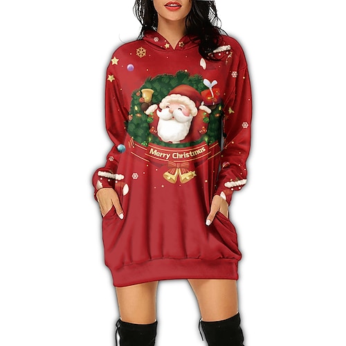 

Santa Suit Santa Claus Gingerbread Man Dress Ugly Christmas Sweater / Sweatshirt Hoodie Women's Christmas Christmas Carnival Masquerade Christmas Eve Adults Party Christmas Polyester Top