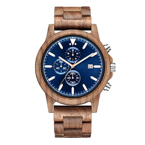 

Quartz Watch for Men Analog Quartz Luminous Vintage Casual Waterproof Calendar Luminous Wooden wooden Classic Theme