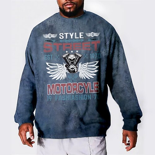 

Men's Plus Size Pullover Sweatshirt Big and Tall Graphic Crew Neck Long Sleeve Spring & Fall Basic Fashion Streetwear Comfortable Casual Sports Tops