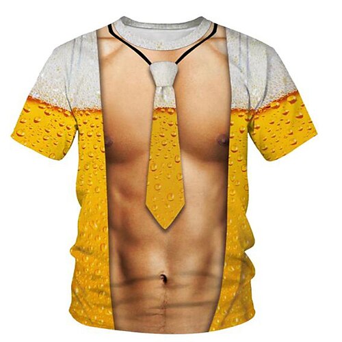 

Men's T shirt Tee Graphic Prints Muscle Crew Neck Yellow 3D Print World Cup Outdoor Street Short Sleeve Print Clothing Apparel Sports Designer Casual / Summer