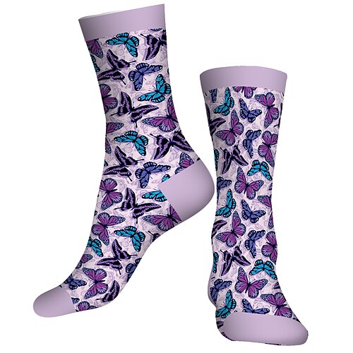 

Socks Compression Socks Cycling Socks Athletic Socks Funny Socks Novelty Socks Men's Women's Bike / Cycling Breathable Anatomic Design Wearable 1 Pair Butterfly Cotton Purple S M L
