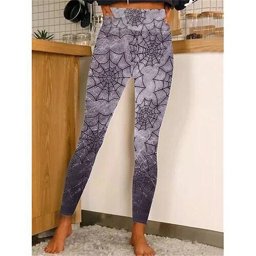

Women's Tights Leggings Grey Casual / Sporty Athleisure Halloween Weekend Print High Elasticity Ankle-Length Tummy Control Graphic S M L XL XXL / Skinny