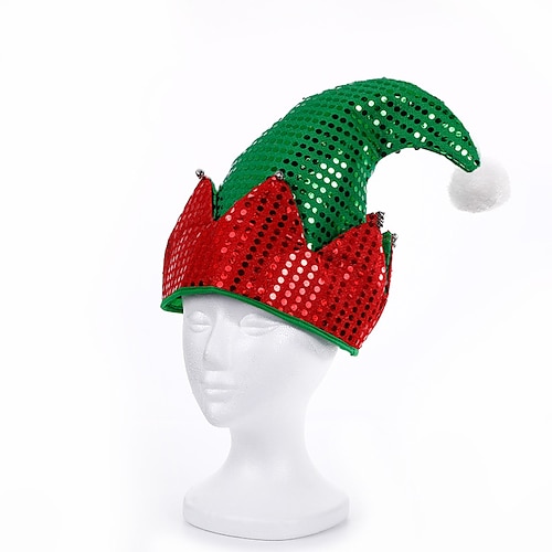 

Santa Claus Elf Hat Christmas Hat Men's Cosplay Christmas Masquerade Christmas Eve Festival / Holiday Sequin Nonwoven Apple Green / Green / Red Men's Women's Easy Carnival Costumes