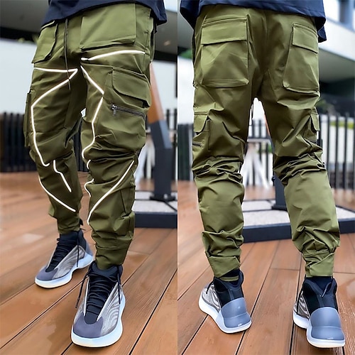 

Men's Sweatpants Cargo Pants Drawstring Reflective Strip Striped Sport Athleisure Bottoms Breathable Soft Comfortable Casual Leisure Sports Everyday Use Casual Athleisure Daily