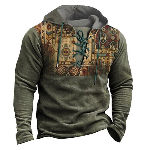 

Men's Unisex Pullover Hoodie Sweatshirt Pullover Hooded Graphic Prints Lace up Print Casual Daily Sports 3D Print Boho Streetwear Designer Clothing Apparel Hoodies Sweatshirts Long Sleeve Green