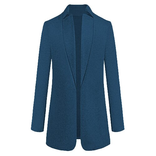 

Women's Plus Size Winter Coat Coat Plain Formal Office Long Sleeve Stand Collar Regular Winter Fall Blue Wine Fuchsia L XL XXL 3XL 4XL