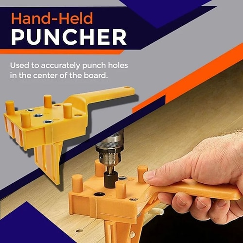 

Portable Carpentry Drill Guide Punch Doweling Woodworking Drilling Straight Hole Punch Locator ABS Plastic Handheld Wood Locator