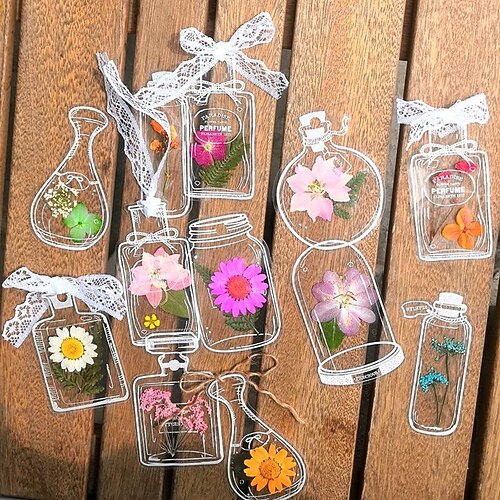 

kindergarten homemade bookmark mini romantic embossing teaching plastic film daisy label sticker message decorative plant
