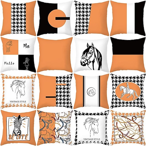 

Geometric Pillow Cover Abstract Contrast Color Nordic Pillow Cover Houndstooth Pillow Cover Sofa Cushion Cover