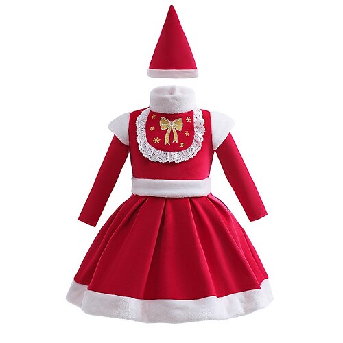 

Santa Claus Santa Suits Girls' Christmas Christmas Christmas Eve Kid's Party Christmas Polyester Dress Hat
