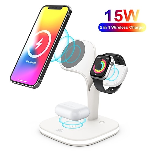 

Magnetic Charging Station, 3 in 1 Faster Mag-Safe Wireless Charger Stand for iPhone 14,13,12 Pro/Max/Mini/Plus, Apple Watch 8/7/6/SE/5/4/3/2 and Airpods 3/2/Pro/Pro 2 with LED