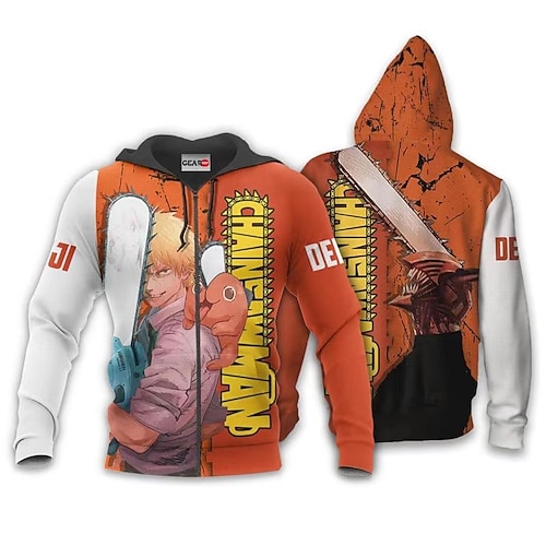 

Inspired by Chainsaw Man Denji Pochita Cartoon Manga Outerwear Anime Front Pocket Graphic Outerwear For Men's Women's Unisex Adults' 3D Print 100% Polyester Casual Daily