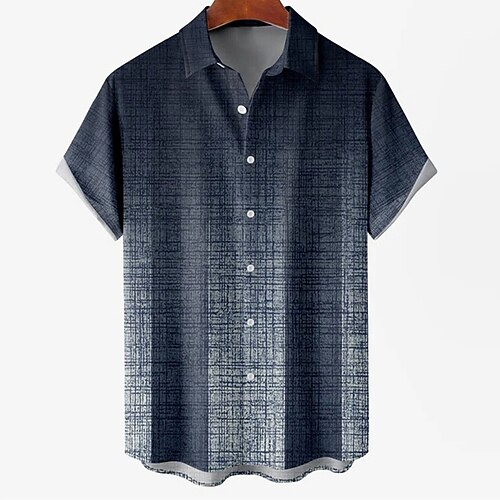 

Homens Camisa Social Gradiente Estampas Abstratas Aberto para a Lateral Azul Impressão 3D Ao ar livre Rua Manga Curta Botão para baixo Imprimir Roupa Tropical Designer Casual Havaiana