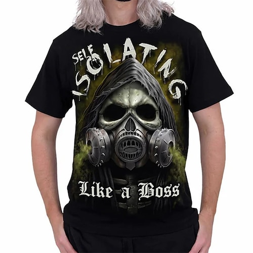 

Men's T shirt Tee Skull Graphic Prints Crew Neck Black 3D Print Outdoor Street Short Sleeve Print Clothing Apparel Vintage Sports Designer Casual