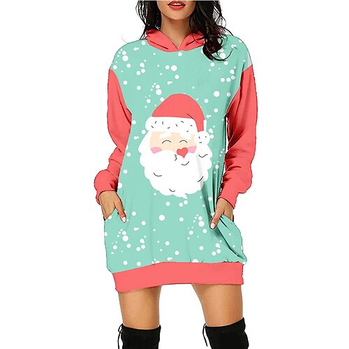 

Santa Claus Masquerade Hoodie Women's Christmas Christmas Carnival Masquerade Adults' Christmas New Year Eve Polyester Top
