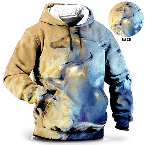 

Men's Plus Size Pullover Hoodie Sweatshirt Big and Tall Color Block Hooded Long Sleeve Spring & Fall Basic Fashion Streetwear Comfortable Work Daily Wear Tops