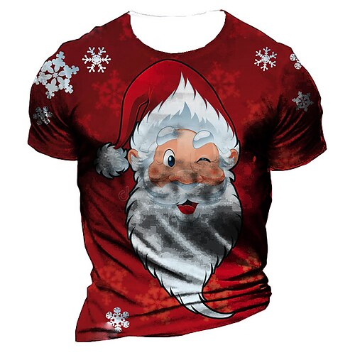 

Men's T shirt Tee Santa Claus Graphic Prints Crew Neck Black and Red Black Blue Red Black Black 3D Print Outdoor Christmas Short Sleeve Print Clothing Apparel Vintage Sports Designer Casual