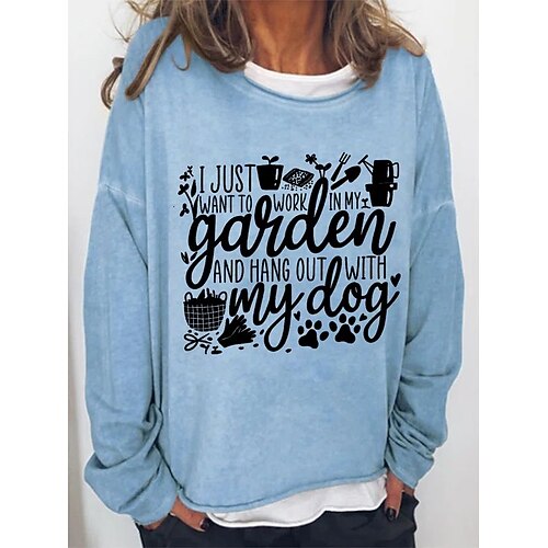 

Women's Sweatshirt Basic Black Khaki Light Grey Graphic Casual Round Neck Long Sleeve S M L XL 2XL 3XL
