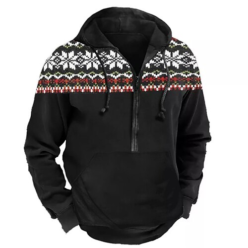 

Men's Pullover Full Zip Hoodie Black Hooded Graphic Prints Snowflake Zipper Print Casual Daily Sports 3D Print Basic Streetwear Designer Spring & Fall Clothing Apparel Hoodies Sweatshirts