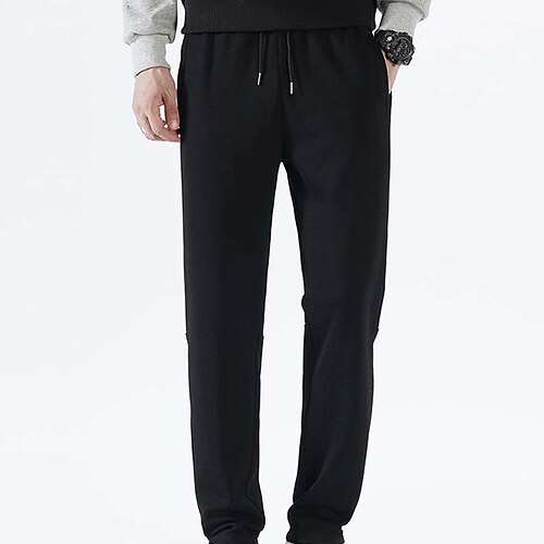 

Men's Sweatpants Trousers Pocket Drawstring Elastic Waist Letter Daily Holiday 100% Cotton Basic Streetwear Black Grey Micro-elastic