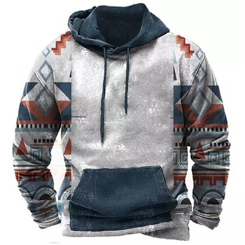 

Men's Pullover Hoodie Sweatshirt Gray Hooded Color Block Bohemian Style Graphic Prints Print Daily Sports 3D Print Basic Streetwear Designer Spring & Fall Clothing Apparel Hoodies Sweatshirts