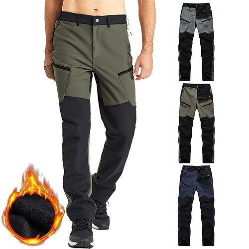 

Men's Hiking Pants Trousers Work Pants Waterproof Hiking Pants Winter Outdoor Thermal Warm Fleece Lining Waterproof Windproof Pants / Trousers Silver ArmyGreen Fleece Hunting Ski / Snowboard Fishing