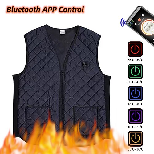

Bluetooth APP control Heated Jacket Fashion Men Women Coat Intelligent USB Electric Heating Thermal Warm Clothes Winter Heated Vest Plussize