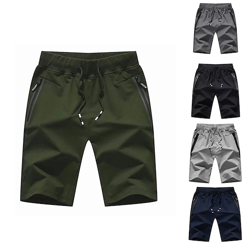 

Per uomo Attivo Pantaloncini A cordoncino Vita elastica Tasca con cerniera Tinta unica Comfort Traspirante Lunghezza del ginocchio Informale Giornaliero Per uscire Misto cotone Moda Semplice Verde