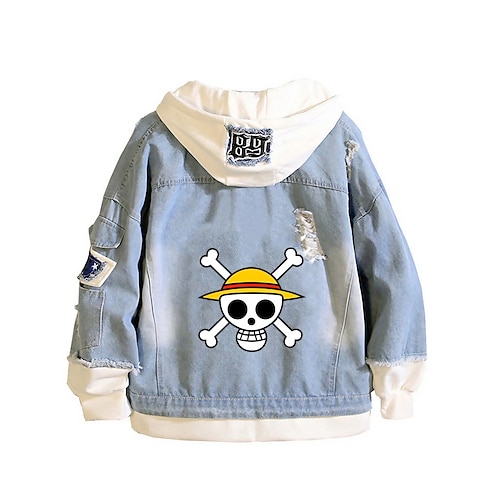 

One Piece Film: Rød Trafalgar D. Vannloven Anime Tegneserie Manga Animé Dongerijakke Harajuku Kawaii Frakk Til Herre Dame Unisex Voksne Varmstempling Denim