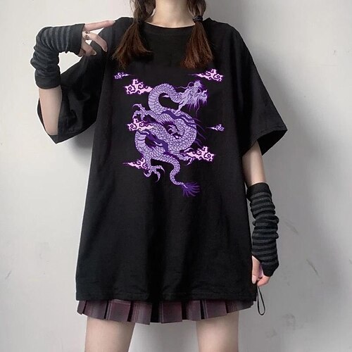 

Punk Gothic Dragon T-shirt Print Graphic T-shirt For Men's Women's Unisex Adults' Hot Stamping 100% Polyester Casual Daily