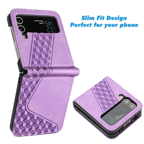 

Phone Case For Samsung Galaxy Flip Z Flip 4 Z Flip 3 Flip Shockproof Solid Colored PU Leather